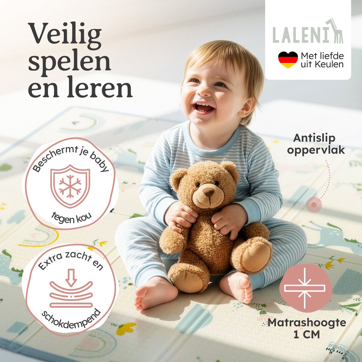 Laleni Speelmat Sindal - Waterdicht Speelkleed Baby - Met Tas - 150 x 180 x 1 cm - Regenboogprint thumbnail 6