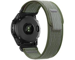 Nylon bandje - geschikt voor Garmin Fenix 5 (PLUS) / 6 (Pro) / 7 (Pro) / 8 (47 mm) / E (47 mm) / Epix (Pro) (2) 47 mm / Approach S60/S62/S70 47 mm / MARQ / Instinct 1/2/3 (45mm) - army groen