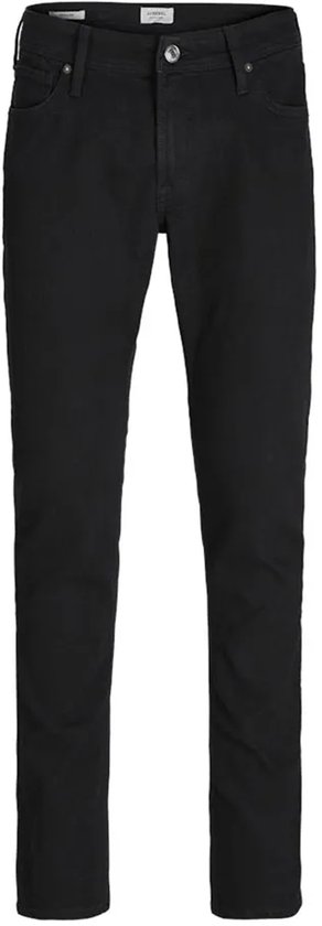 Zwarte heren skinny jeans van Jack & Jones, recht van voren gefotografeerd.