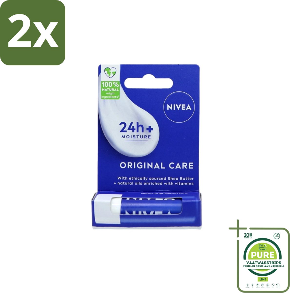 Nivea – Lippenbalsem – Original - Voordeelverpakking - 2 stuks - Lippenbalsem - Lippen verzorging