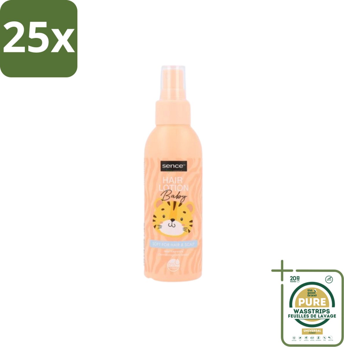 25 x Sence Baby – Haarlotion – Verzorgend – 150 ml - Grootverpakking - Baby Haar Lotion - Baby Haar Verzorging - Gevoelige Hoofdhuid - Vegan Haarlotion - Milde Haarlotion