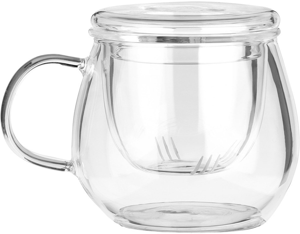 Vilde Tea - Glazen theemok met filter - Borosilicaatglas - Met deksel - 400 ml