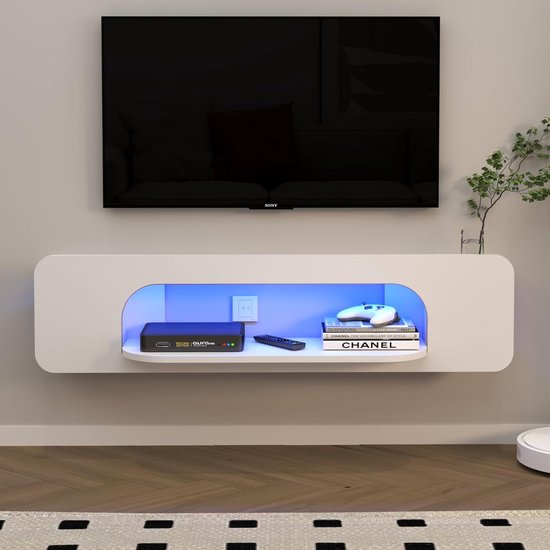 Zwevende Tv-standaard Wandgemonteerde Tv-kast Zwevend TV Meubel | TV Kast | Woonkamer Meubel 300 Cm Moderne Stijl TV-houder Voor Woonkamer En Kantoor(Natural,220cm