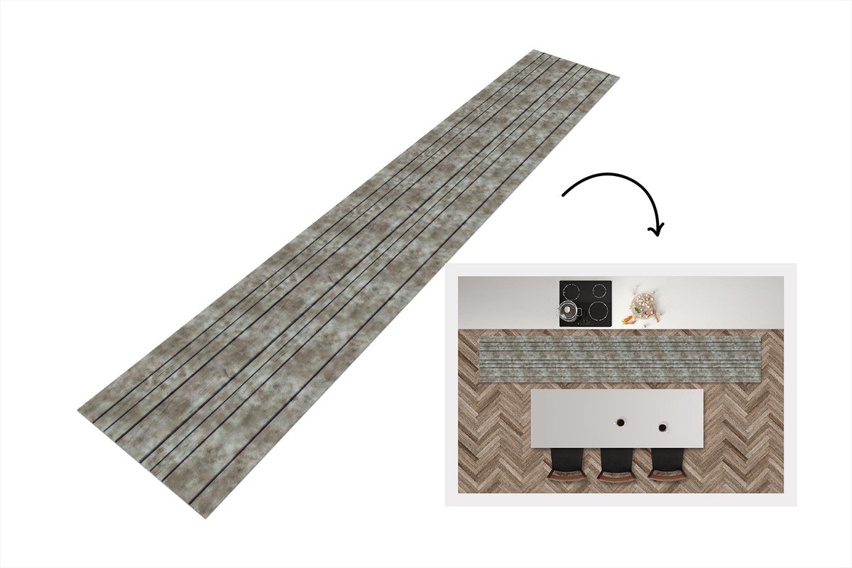 KitchenYeah Keukenloper 300x50 cm - Keukenmat vinyl Retro - Plank - Patronen - Keukenmatten loper - Keuken vloerkleed tapijt Planken - Retro