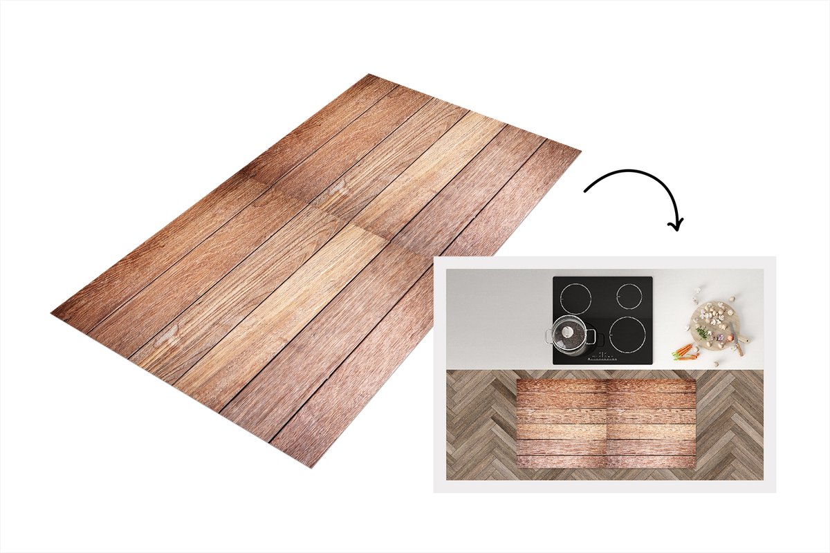 KitchenYeah Keukenloper 120x60 cm - Keukenmat vinyl Eikenhout - Planken - Patronen - Keukenmatten loper - Keuken vloerkleed tapijt