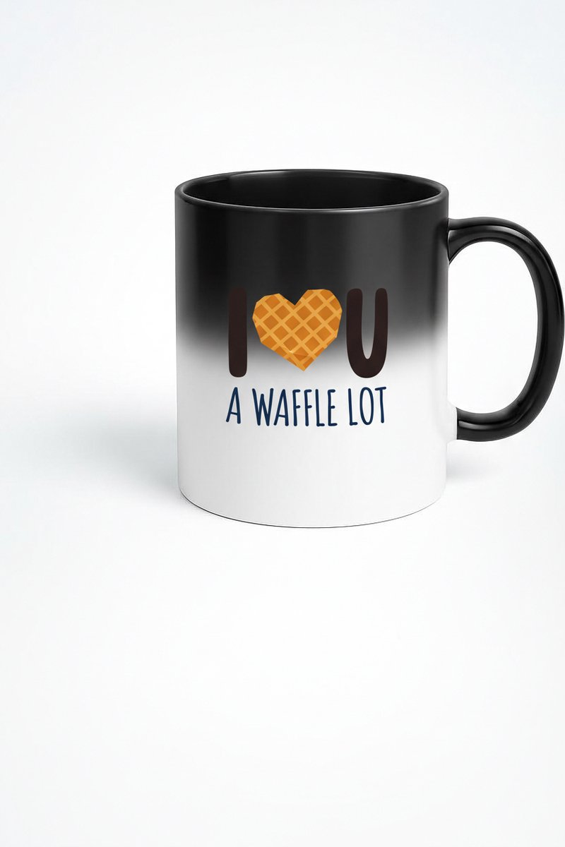 Magische Mok 'I Waffle U A Lot' - Warmtegevoelige Liefdesmok met Grappige Wafel Tekst