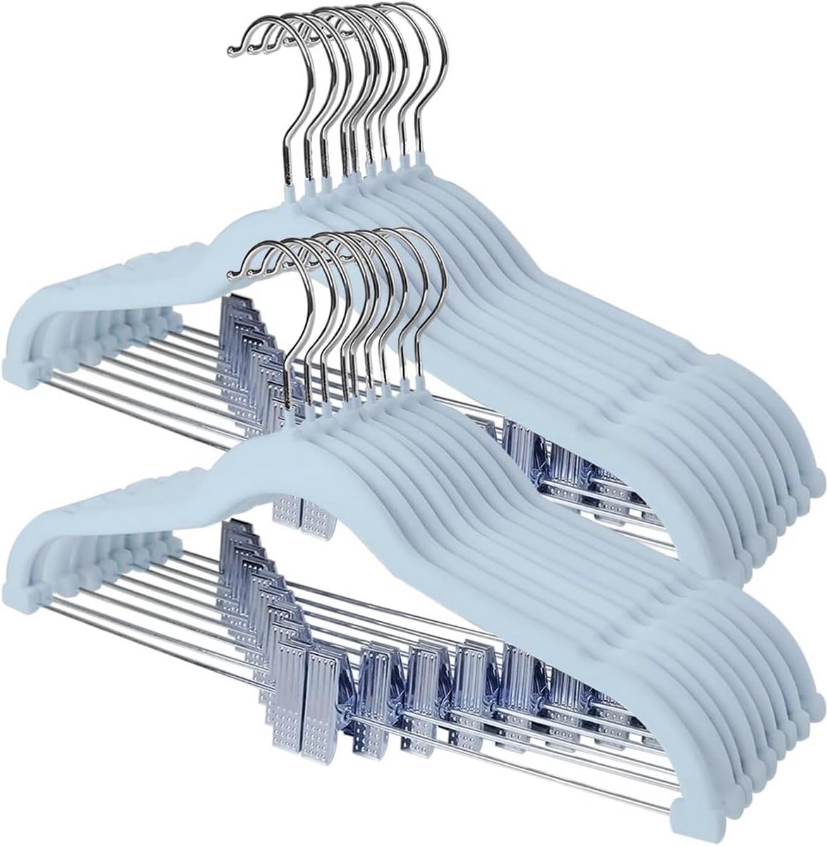 24 Stuks Kledinghangers met Clips voor Rokken, Broeken en Jurken