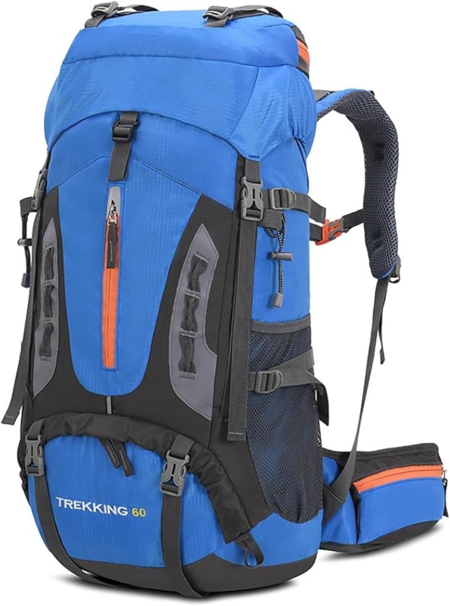 Wandelrugzak voor Dames en Heren met Regenhoes - Unisex - Trekrugzak - Dagrugzak - Reistassen - Nylon - 60L - Lichtblauw - van Imperatoris