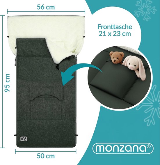 Wintervoetenzak voor kinderwagen - warme, waterafstotende voetenzak met reflectoren en ritssluiting van Merkloos — afbeelding 3