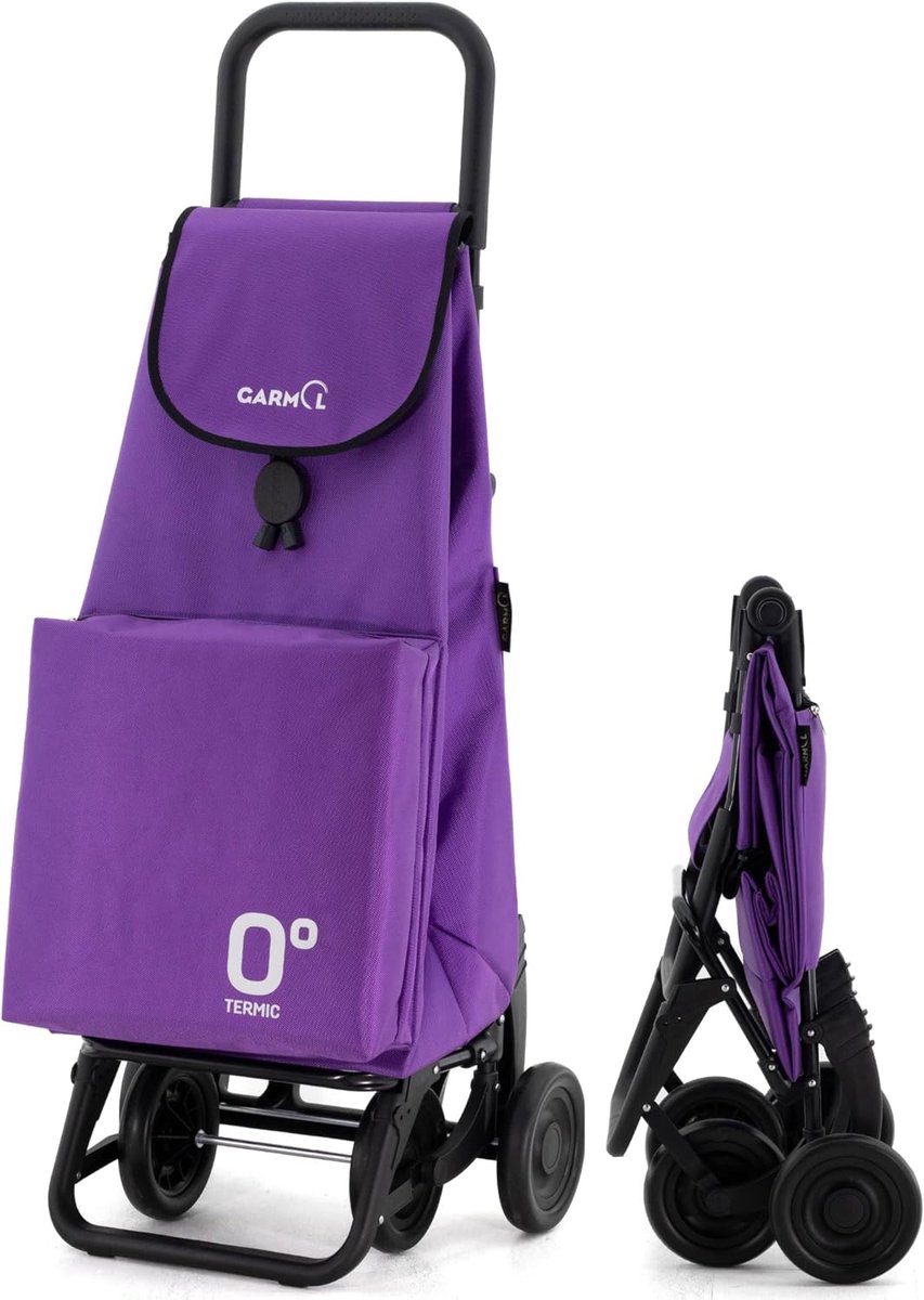 Praktische Boodschappentrolley met 66L Capaciteit in Violet - Ruimtebesparend en Kleurig