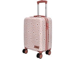 Zebra Trends Avonturier Kinder Koffer - Vakantie - ABS - 4 wielen - Handbagage Trolley - Margrietjes - Lichtroze
