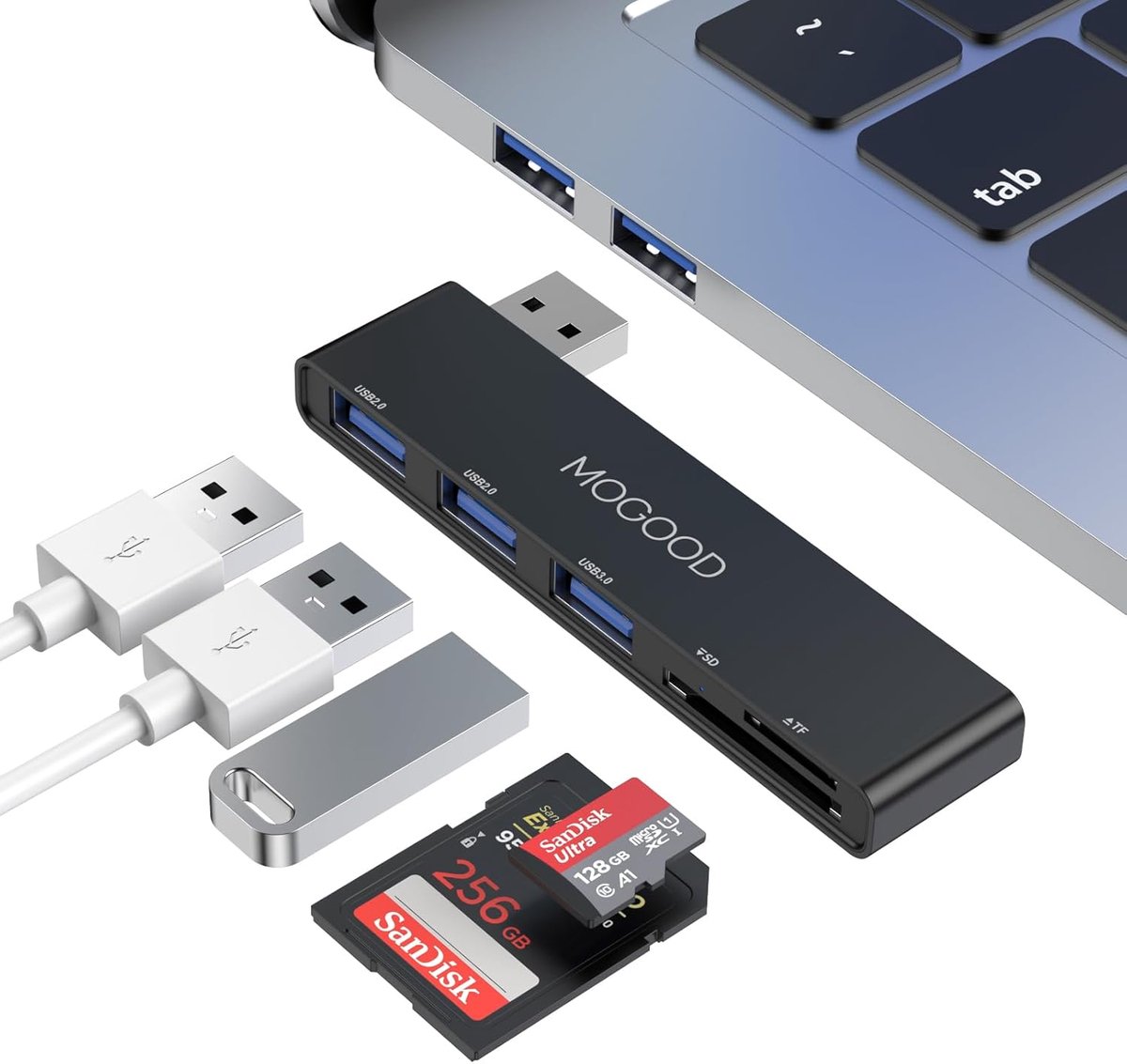 USB 3.0 Hub met 5 Poorten en SD/TF Kaartlezer - 5-in-1 Adapter voor Laptop en PC