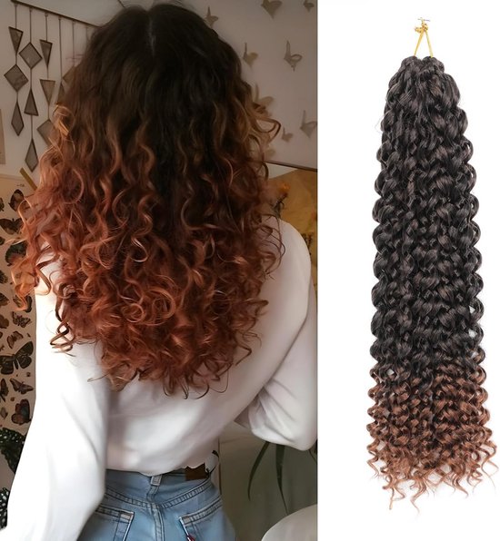 Water Wave 18 Inch Lange Krullende Haarextensies 18 Inch - 8 Packs Water Wave en Diepe ...