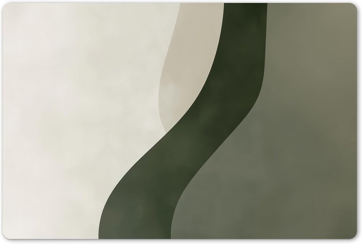 Wasbare Placemat Set van 6 - 45x30cm - Antislip - Modern Abstract - Groene Tafelonderleggers