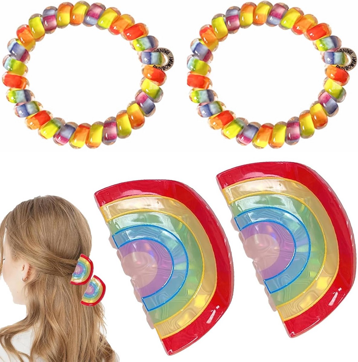 Regenboog Haarklauwclip - Antislip Acryl Accessoire voor Vrouwen en Meisjes