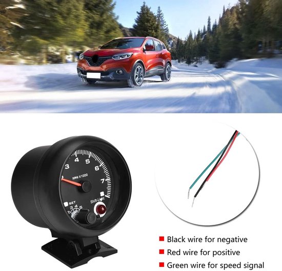 Universele 12V Toerenteller tot 8000 RPM met LED Shift Light — afbeelding 2