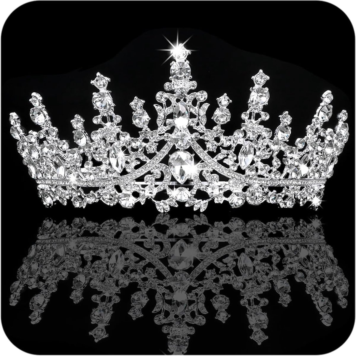 Koningin Kroon Tiara voor Vrouwen met Kristallen