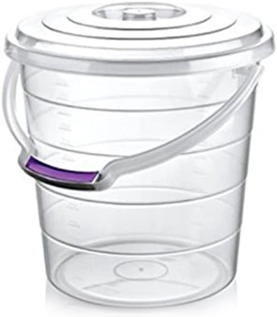 Transparante Emmer met Deksel en Draagbeugel - 5, 10 of 15 Liter