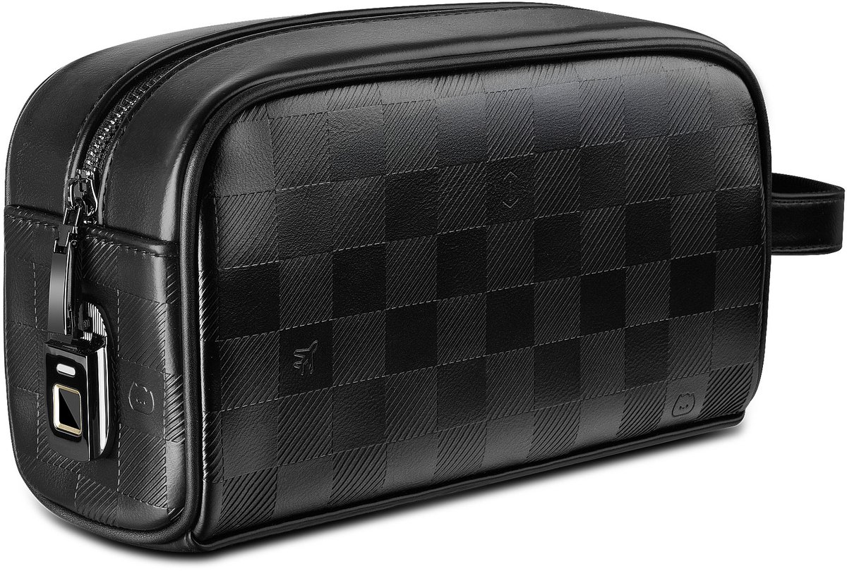 WiWU Reistas voor Smartphone Accessoires - Organizer Met vingerscan vergrendeling - Waterbestendig PU Leer - Anti-Diefstal Reis Tas - Zwart