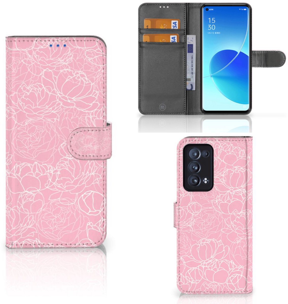 OPPO Reno 6 Pro Plus 5G Hoesje White Flowers