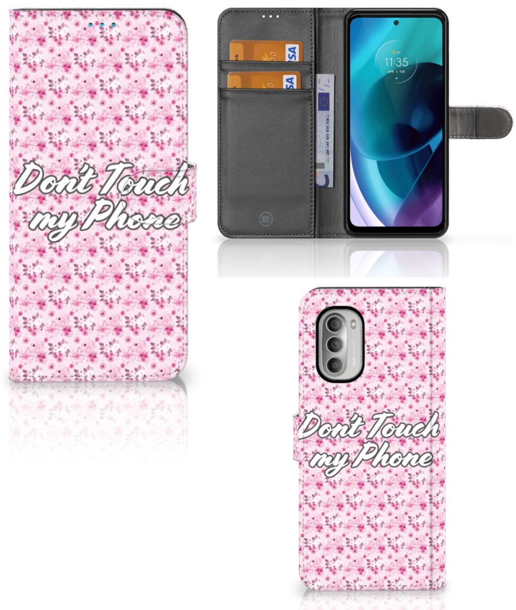 Motorola Moto G51 5G Portemonnee Hoesje Flowers Pink DTMP