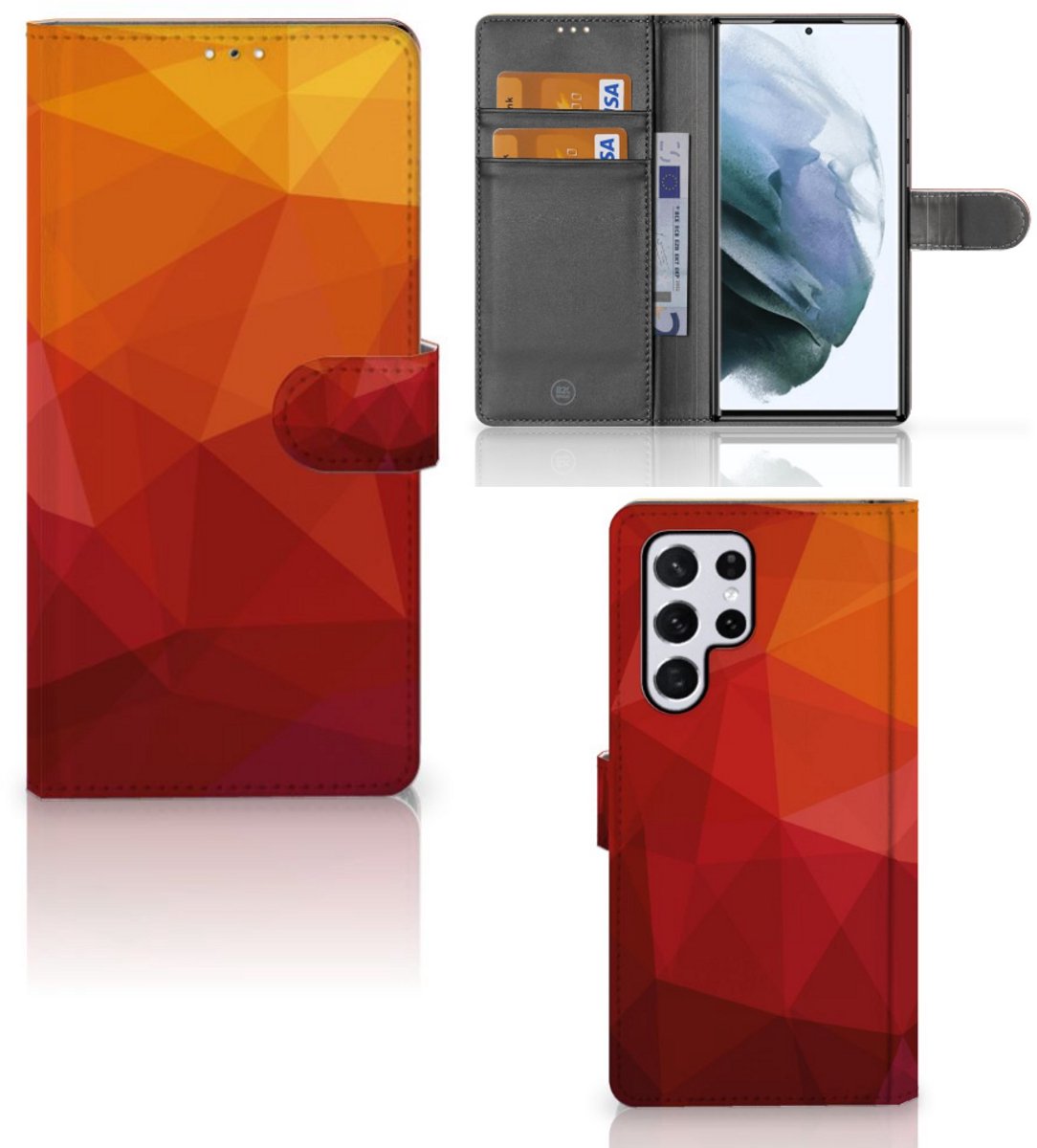 Book Case voor Samsung Galaxy S22 Ultra Polygon Red