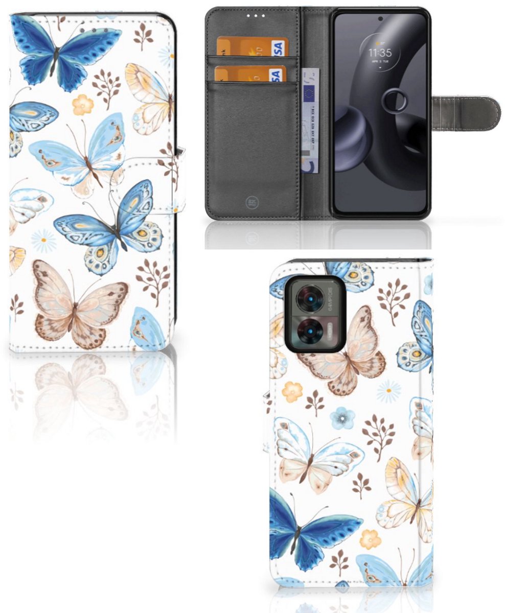 Telefoonhoesje met Pasjes voor Motorola Edge 30 Neo Vlinder