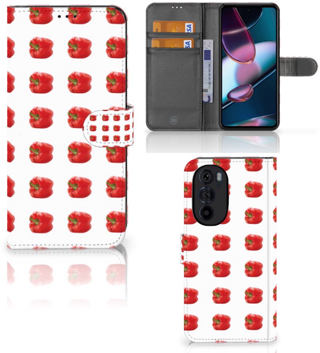 Motorola Edge 30 Pro Book Cover Paprika Red