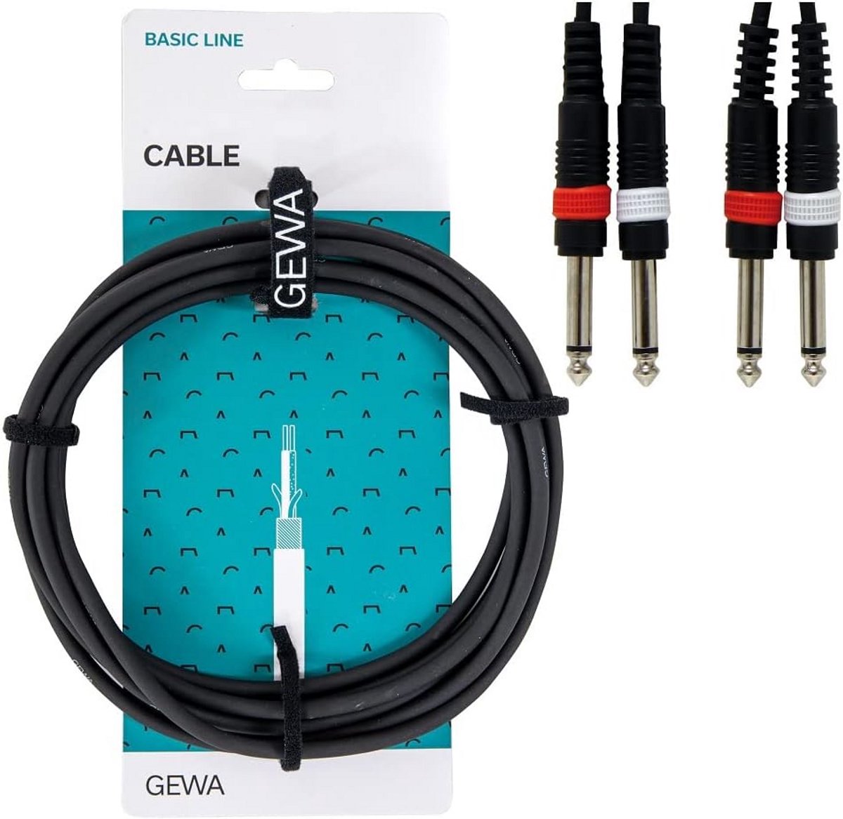 Twinkabel Basic Line 1,5m - Zwart - 2x 6,3 mm mono jack