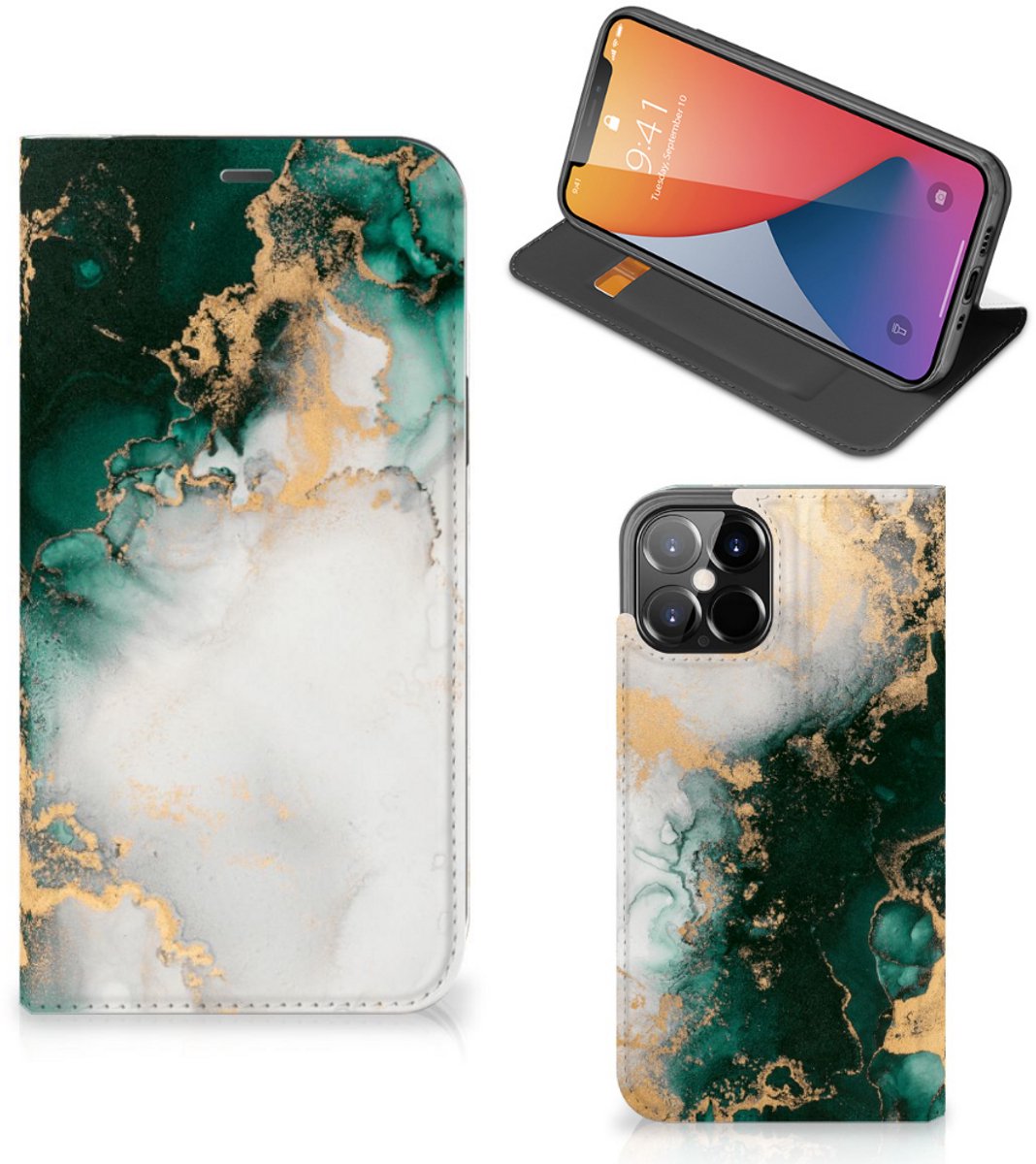 Standcase Hoesje voor Standcase voor iPhone 12 Pro Max Marmer Groen