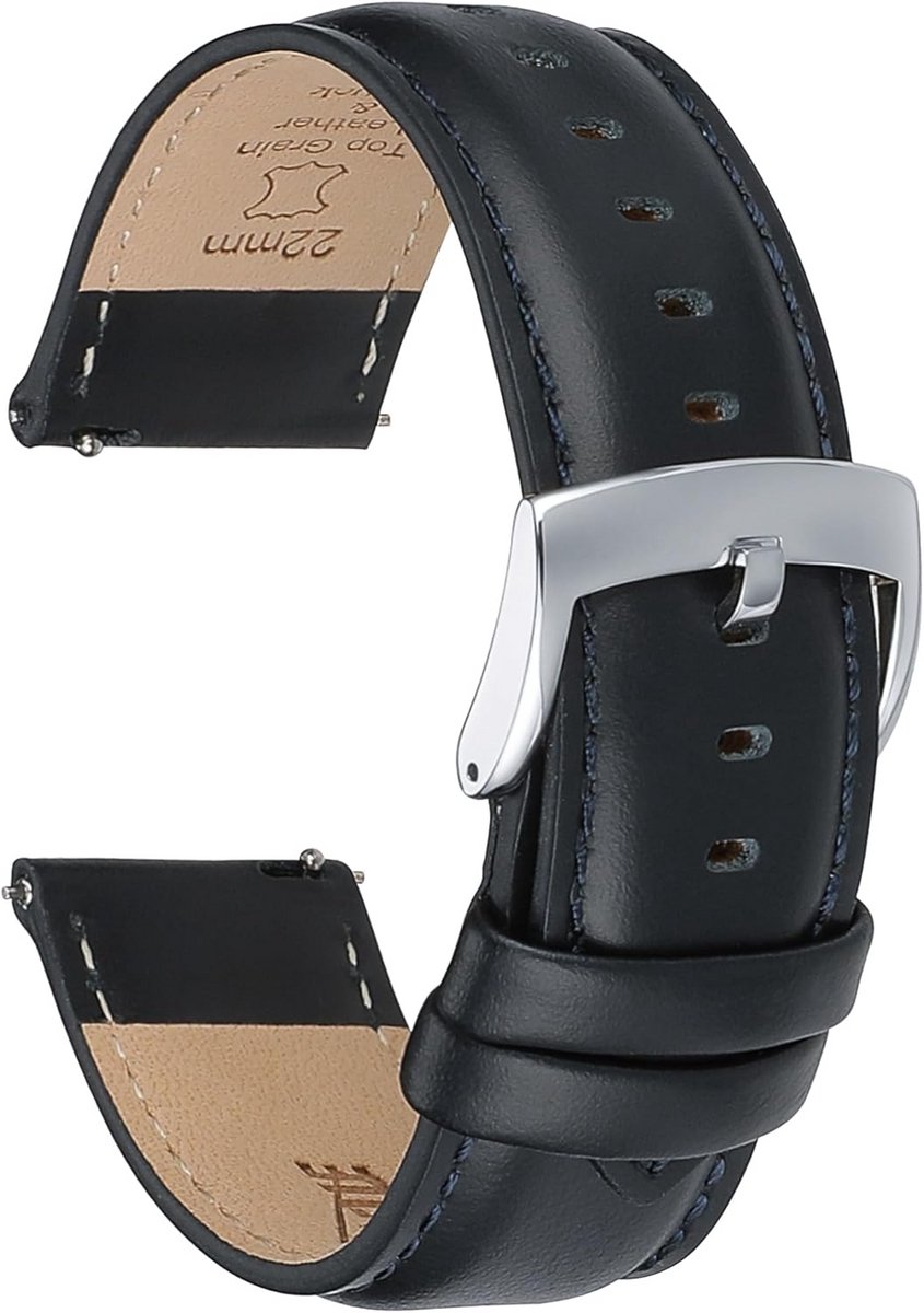 Leren Horlogebandjes voor Heren en Dames - Universele Snelsluiting 18mm t-m 22mm
