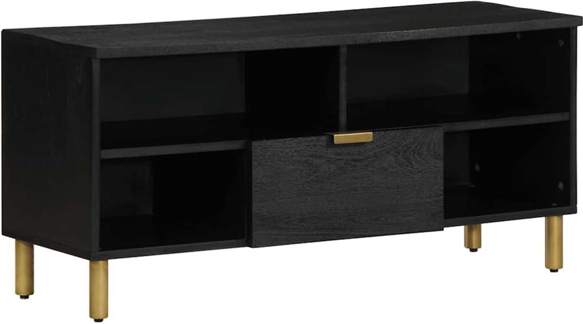 vidaXL - Tv-meubel - 100x33x46 - cm - bewerkt - hout - zwart