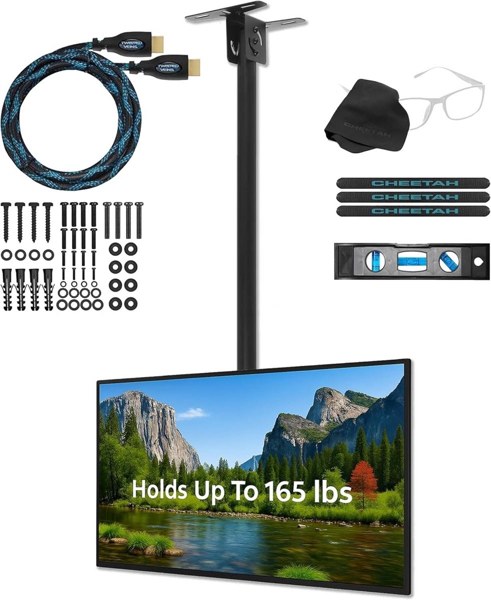 Zwenkbare en Kantelbare Plafondbeugel voor 32-63 Inch TV - Verstelbaar tot 46 cm