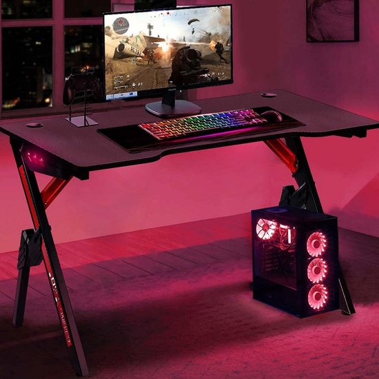 Gaming Bureau met LED-verlichting en Muismat - 120x60 cm voor Perfecte Online Gaming — afbeelding 3