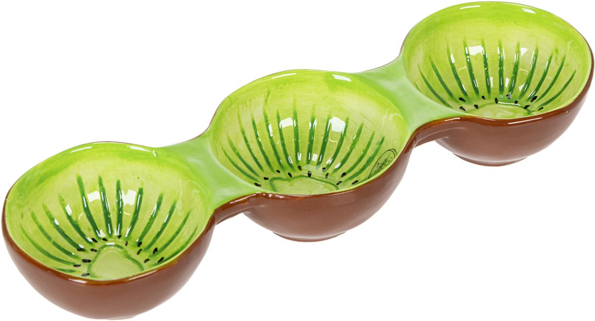 Keramische kom met kiwi-motief, zomerdecoratie voor het stijlvol serve