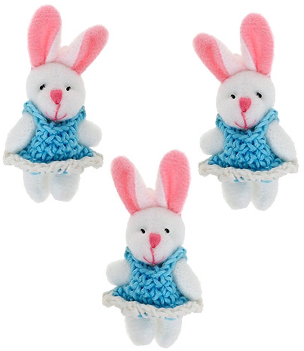 Hangend konijntje 5,5 cm blauw 9st, 9 Stück