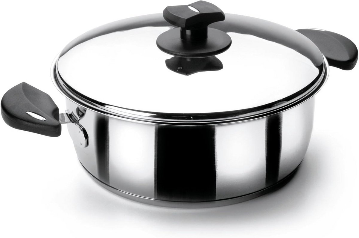 Klassieke 24 cm RVS Braadpan met Deksel
