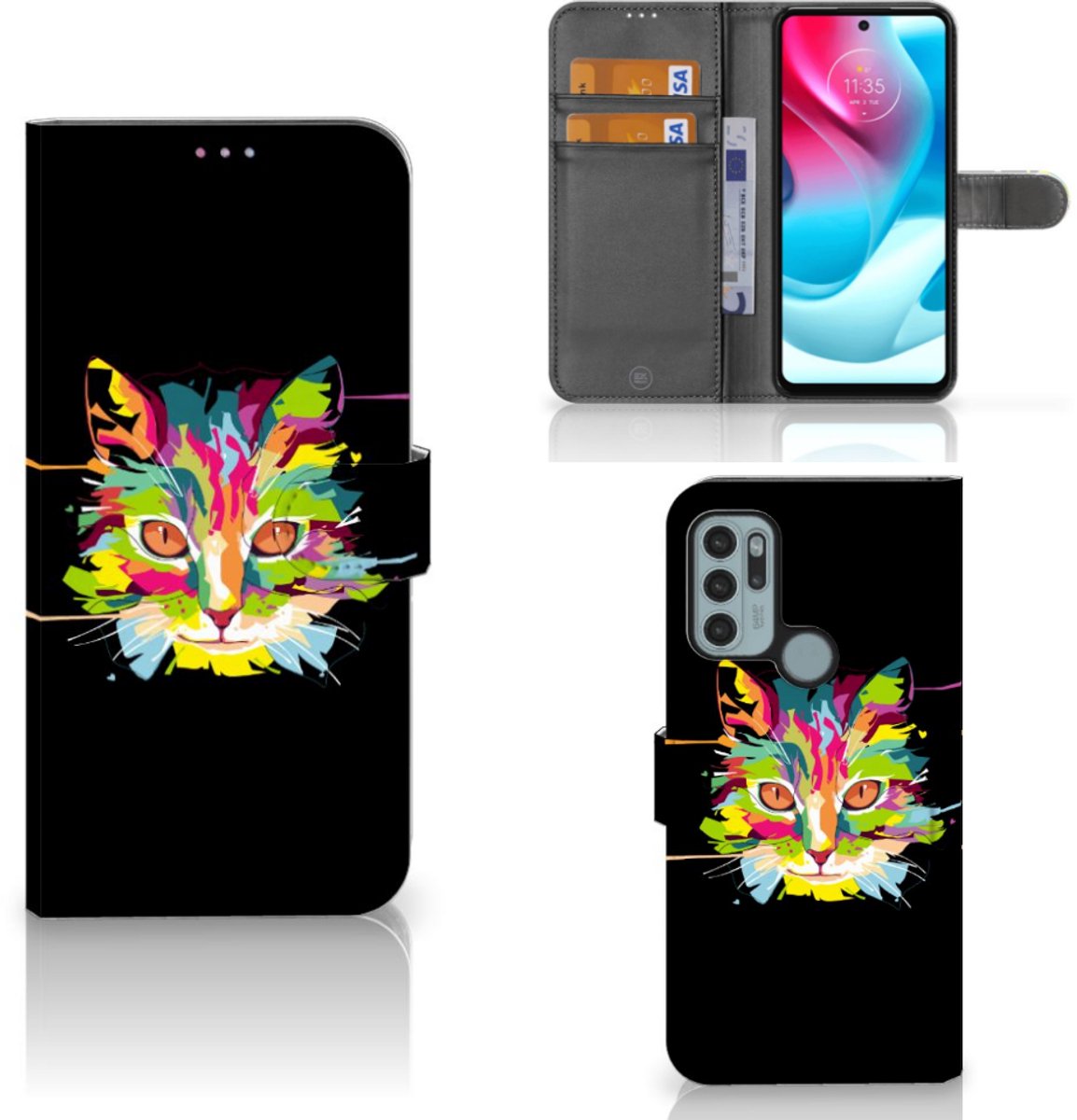 Motorola Moto G60s Leuk Hoesje Cat Color