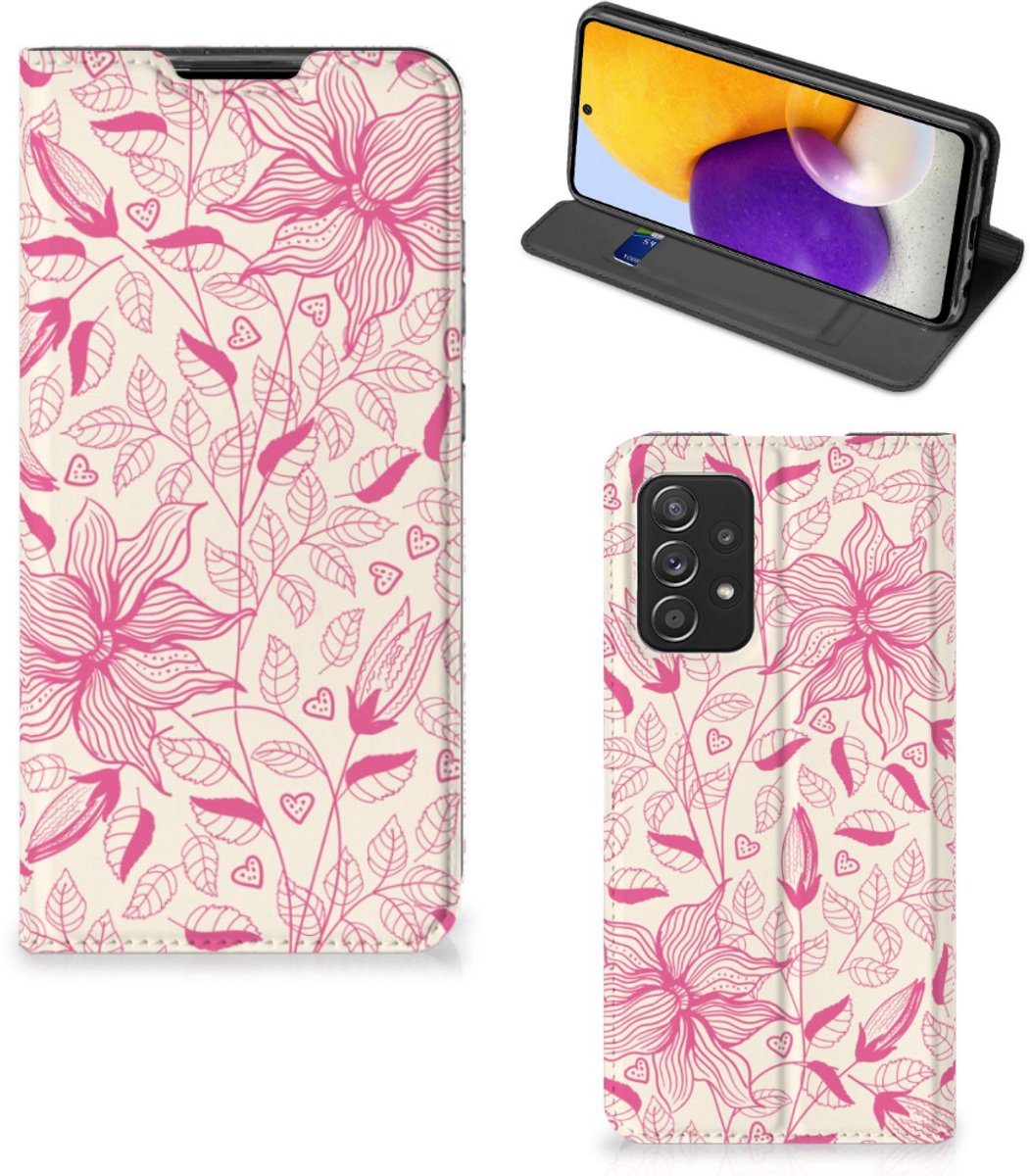 Samsung Galaxy A72 (5G/4G) Smart Cover Pink Flowers