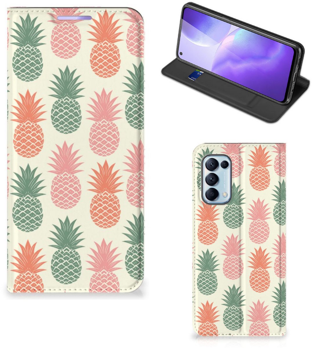 OPPO Find X3 Lite Flip Style Cover Ananas