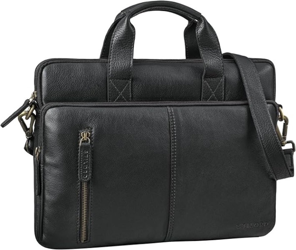 Slanke leren laptoptas voor 14 inch laptops - Elegante aktetas voor zakenreizen