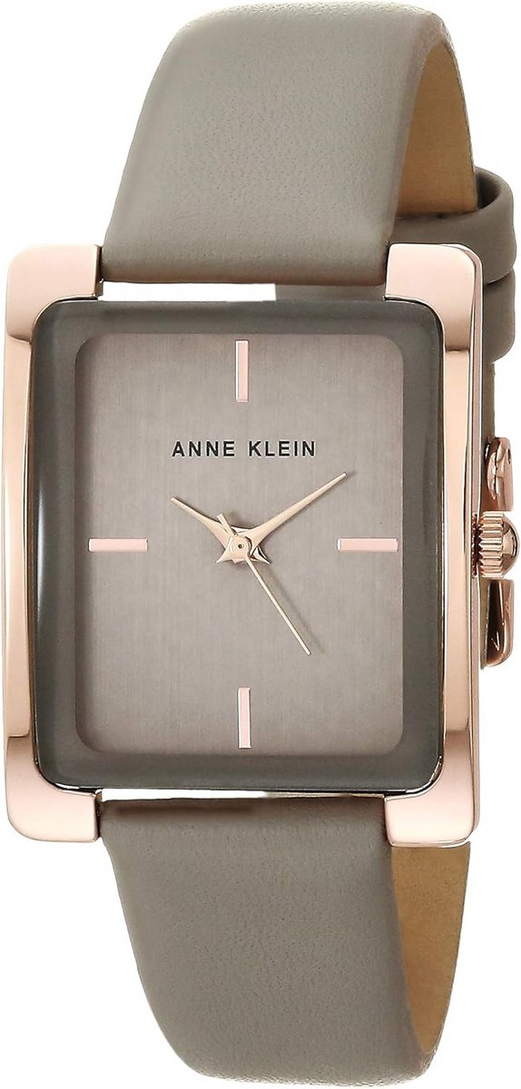 Dameshorloge met Leren Band en Diamantaccenten