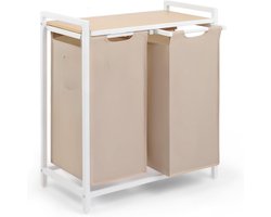 DYNA® Wasmand 2 Vakken - Wasmand - Wassorteerder - Crème- ‎65cm x 36cm x 73cm