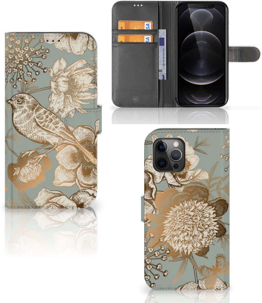 Hoesje voor Apple iPhone 12 Pro Max Vintage Bird Flowers