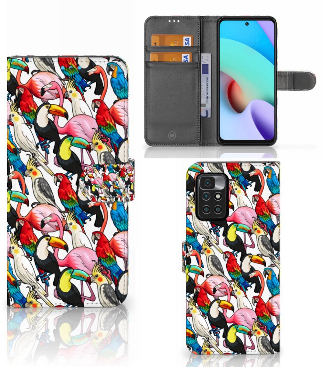 Xiaomi Redmi 10 Telefoonhoesje met Pasjes Birds