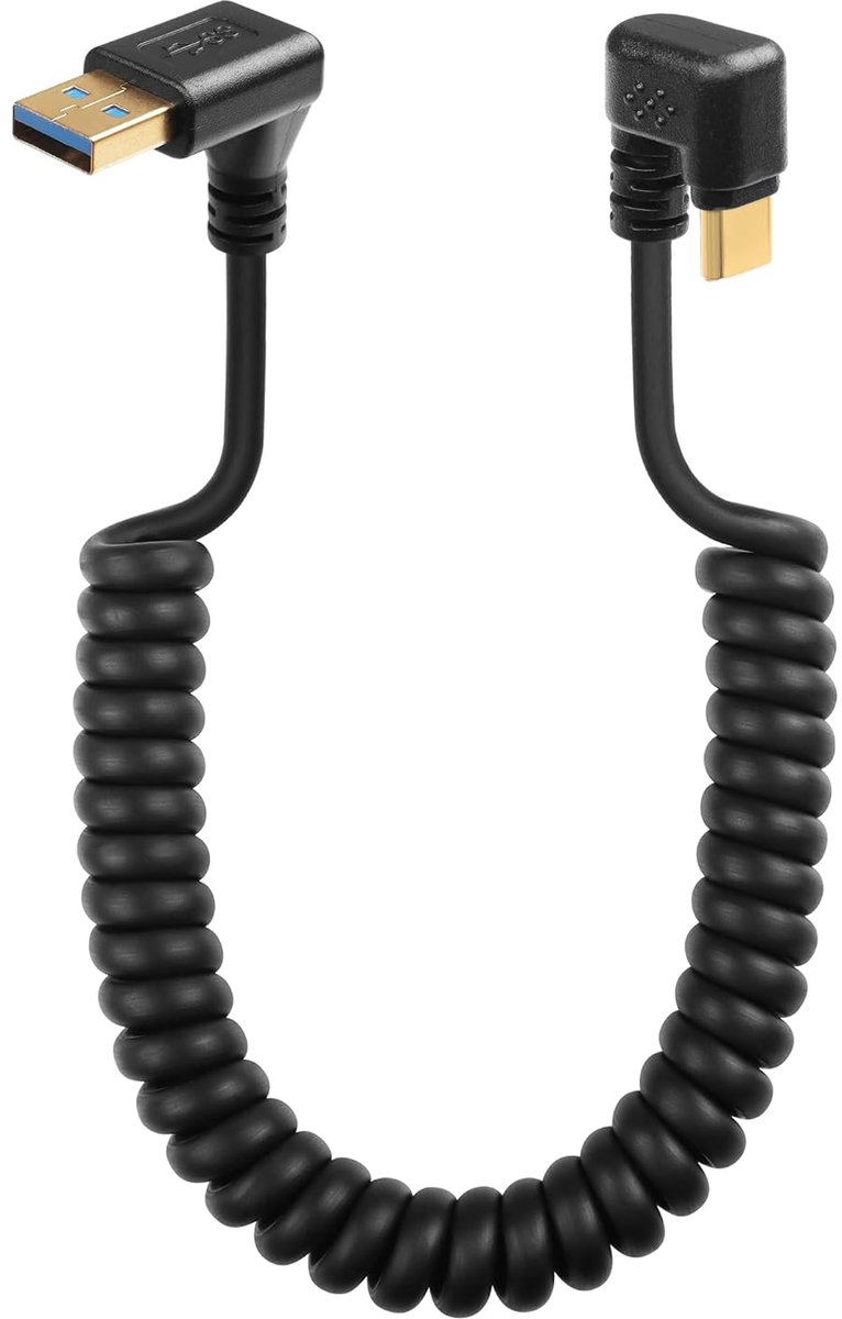 U-vormige USB Type C Oplaadkabel 5 Gbps - Intrekbare 90 Graden Kabel