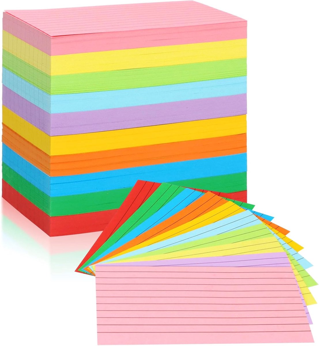 3 x 5 indexkaarten gelijnd - 600 kleurrijke notitiekaarten voor school en studies