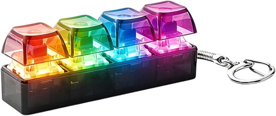 Jouet Fidget Clavier - Clavier Fidget Clicker avec Lumière LED - Mini Jouet de Décompression à 4 Touches - Jouet Anti-Stress Porte-clés - Pour Soulager le Stress et l'Anxiété chez les Adultes - Noir - 1 Pièce
