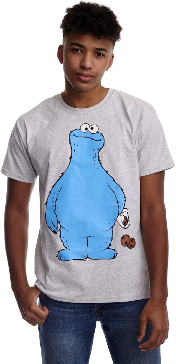 Cookie Monster Cookie Thief T-shirt XXL - Grijs Gemêleerd