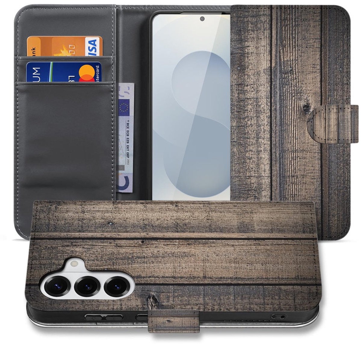 Samsung Galaxy S26 Plus Bookstyle Hoesje Steigerhout Design